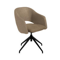 ARMLEHNSTUHL  Stoffauswahl, Wippfunktion, Sitzfläche 360° drehbar, gepolsterte Armlehnen Flachgewebe  - Hellbraun/Schwarz, Design, Textil/Metall (63/74-90/57-73cm) - Koinor