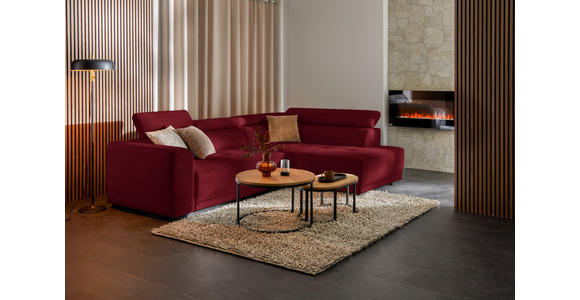 ECKSOFA in Chenille Rot 284/205 cm - Rot/Schwarz, Design, Kunststoff/Textil (284/205cm) - Xora