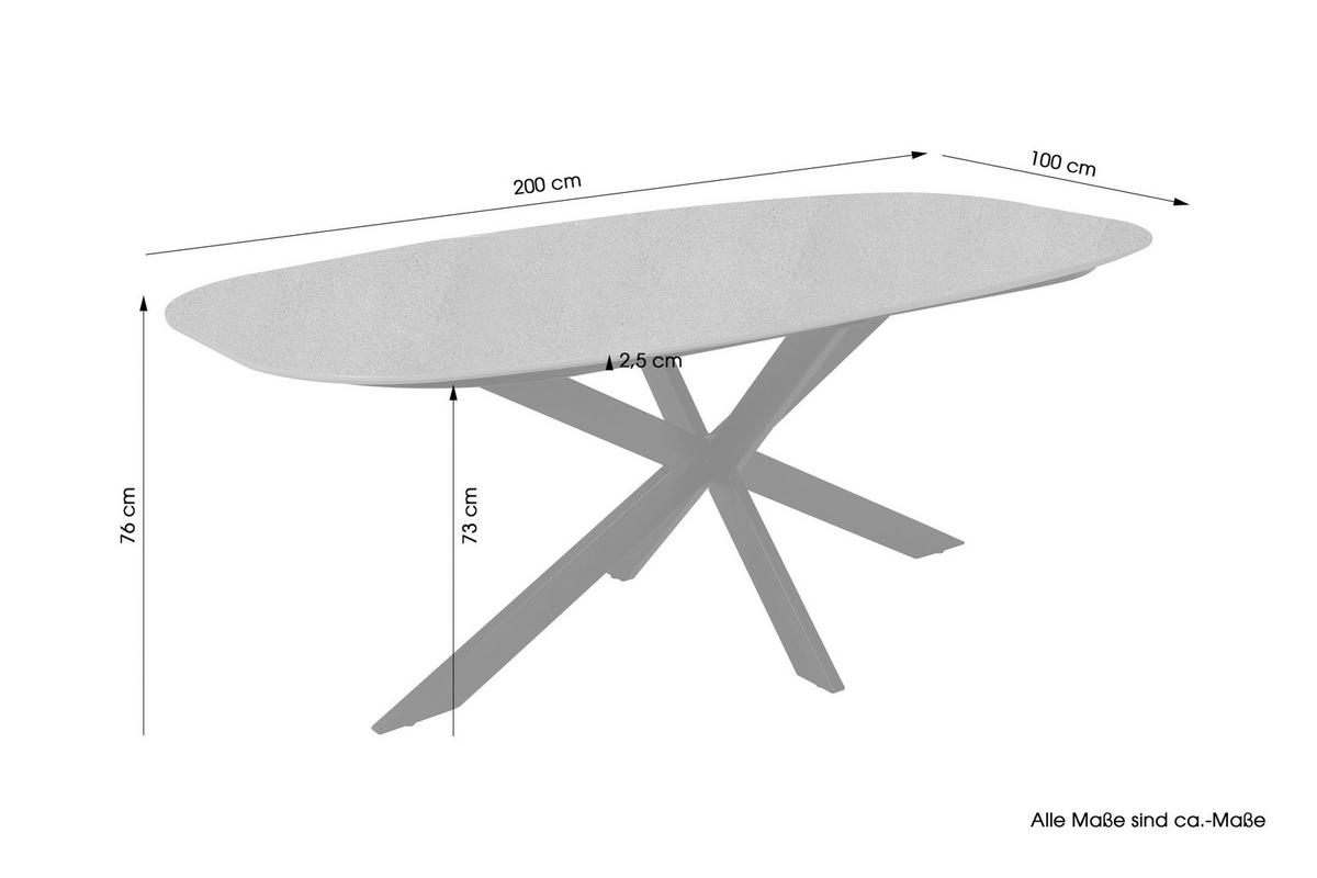 ESSTISCH in Metall, Holzwerkstoff 200/100/76 cm  - Schwarz/Grau, Design, Holzwerkstoff/Metall (200/100/76cm) - MID.YOU