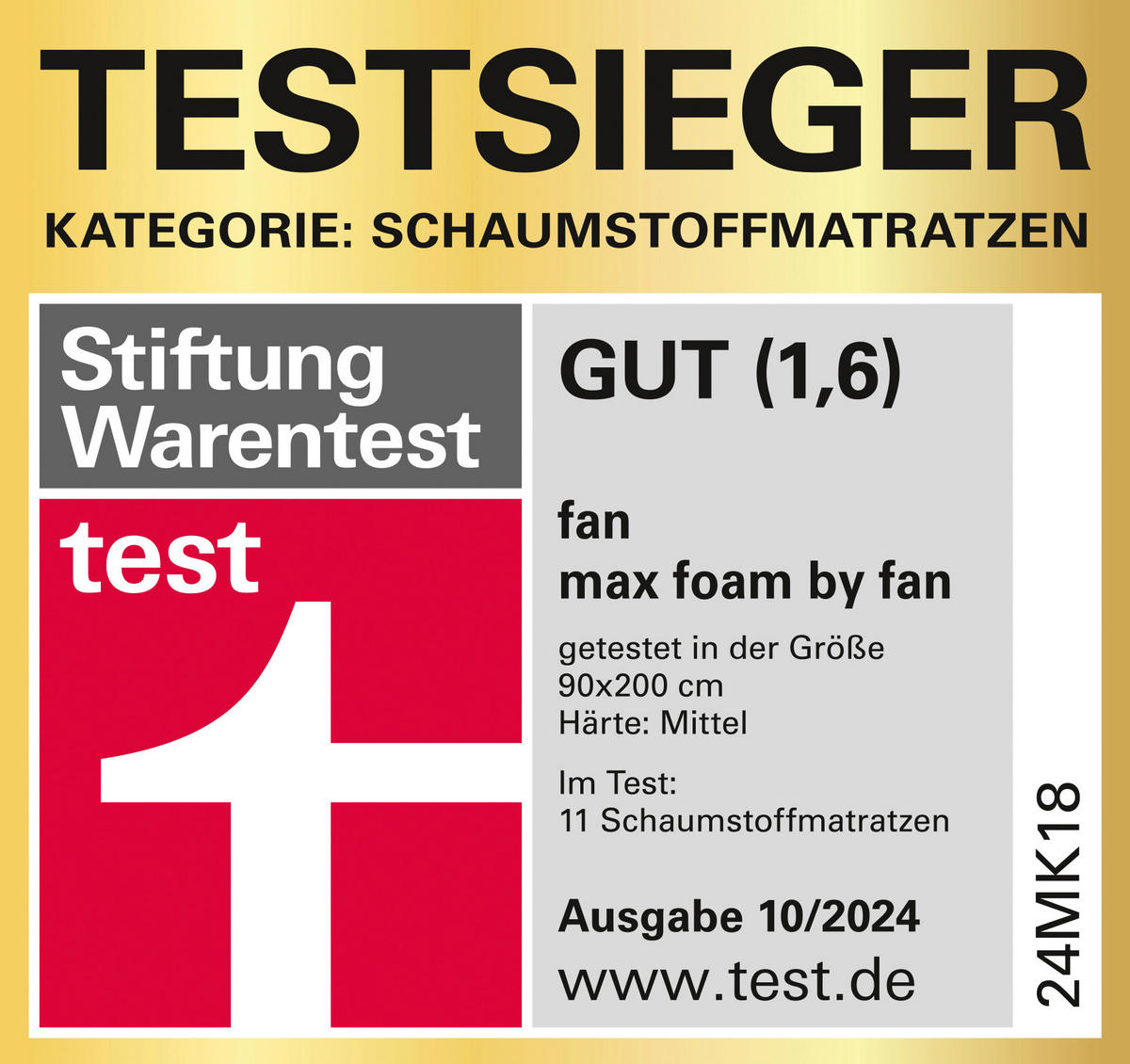 KOMFORTSCHAUMMATRATZE 90/200 cm Höhe ca. 18 cm  - Weiss, Konventionell, Textil (90/200cm) - FAN