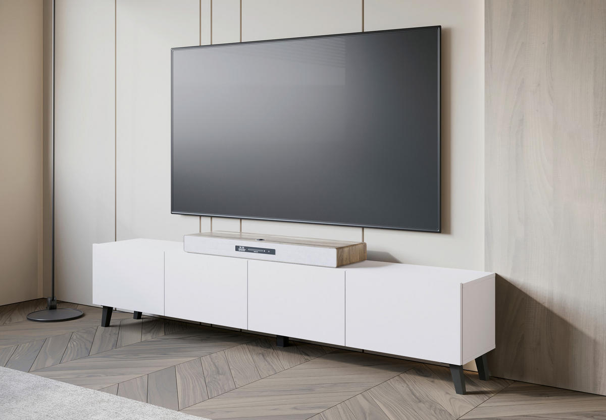 TV-BÄNK  i 190/40/32 cm  - vit/svart, Design, trämaterial/trä (190/40/32cm) - Livetastic