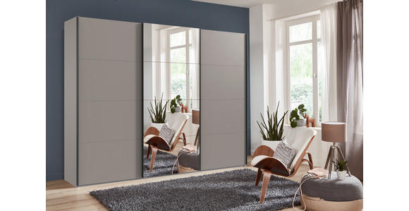 SCHWEBETÜRENSCHRANK  in Grau, Sahara  - Schwarz/Grau, KONVENTIONELL, Glas/Holzwerkstoff (313/236/65cm) - Carryhome
