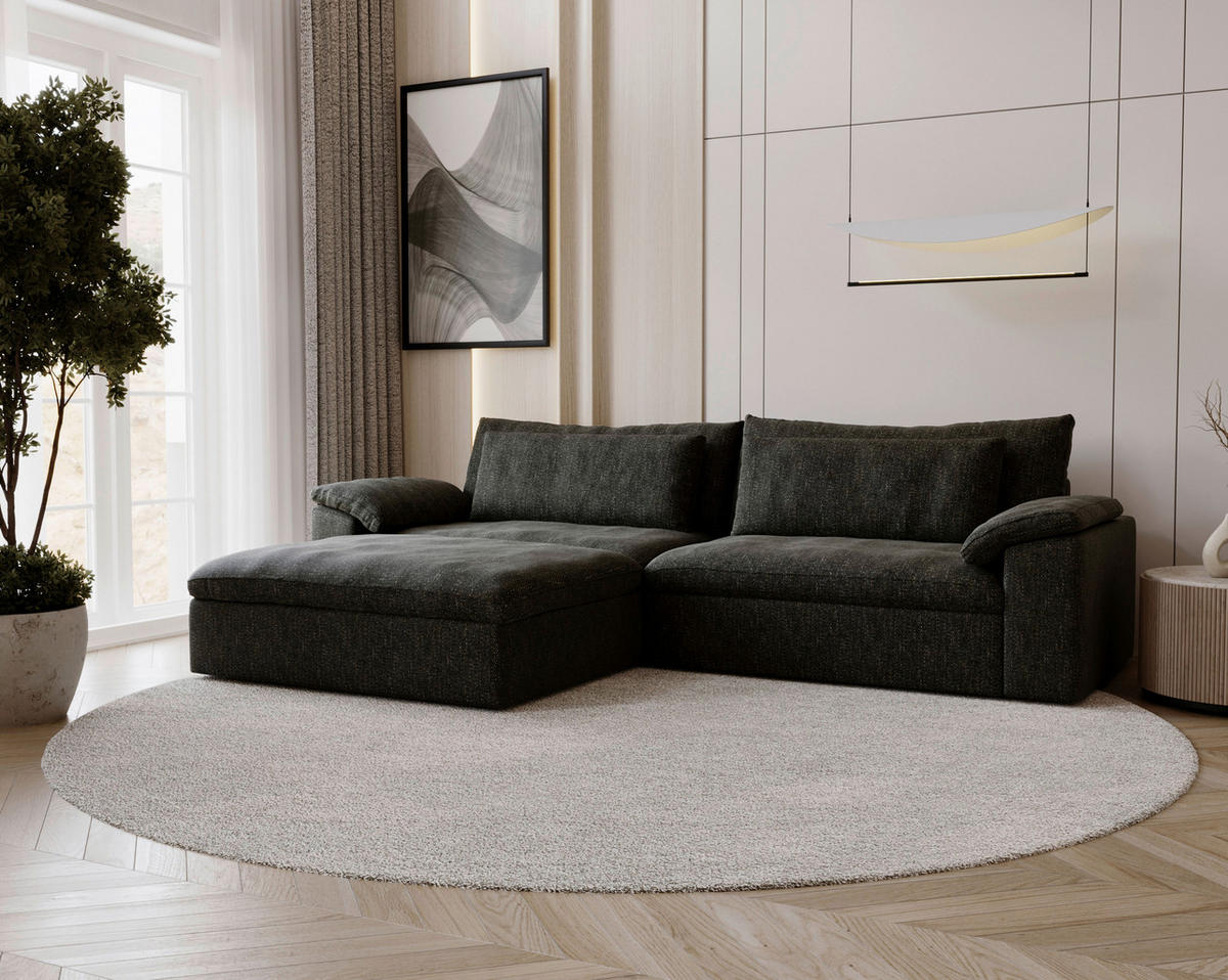 ECKSOFA  in Webstoff Schwarz  198/306 cm  - Schwarz, MODERN, Kunststoff/Textil (198/306cm) - Carryhome