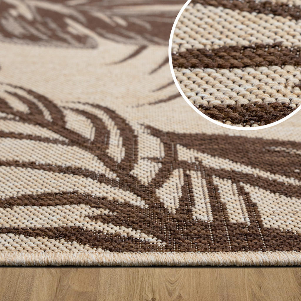 Thumbnail - Novel Outdoorteppich, Braun, Creme, Kunststoff, Floral, rechteckig, 80x150 cm, Oeko-Tex® Standard 100, Oeko-Tex® Made IN...
