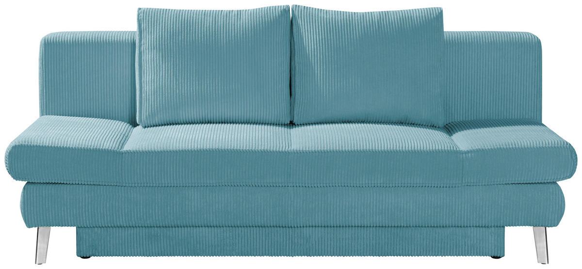 SCHLAFSOFA in Cord Türkis  - Türkis/Chromfarben, Design, Textil/Metall (200/85/90cm) - Xora