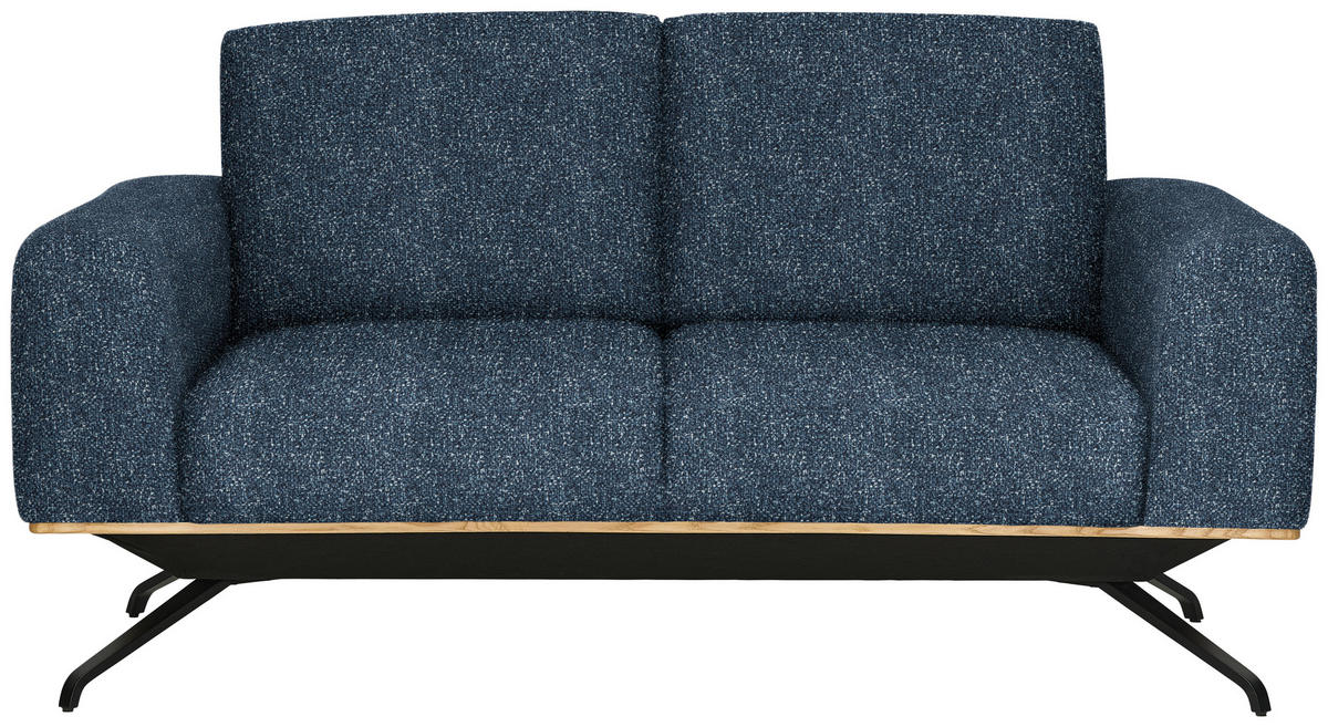 2-SITZER-SOFA Struktur Blau  - Blau/Schwarz, Design, Holz/Textil (166/85-104/95cm) - Novel