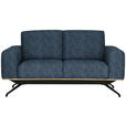 2-SITZER-SOFA in Struktur Blau  - Blau/Schwarz, Design, Holz/Textil (166/85-104/95cm) - Novel