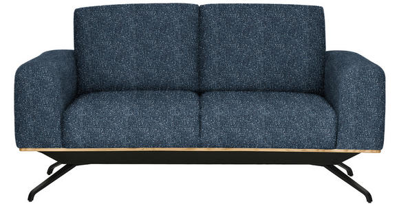 2-SITZER-SOFA in Struktur Blau  - Blau/Schwarz, Design, Holz/Textil (166/85-104/95cm) - Novel