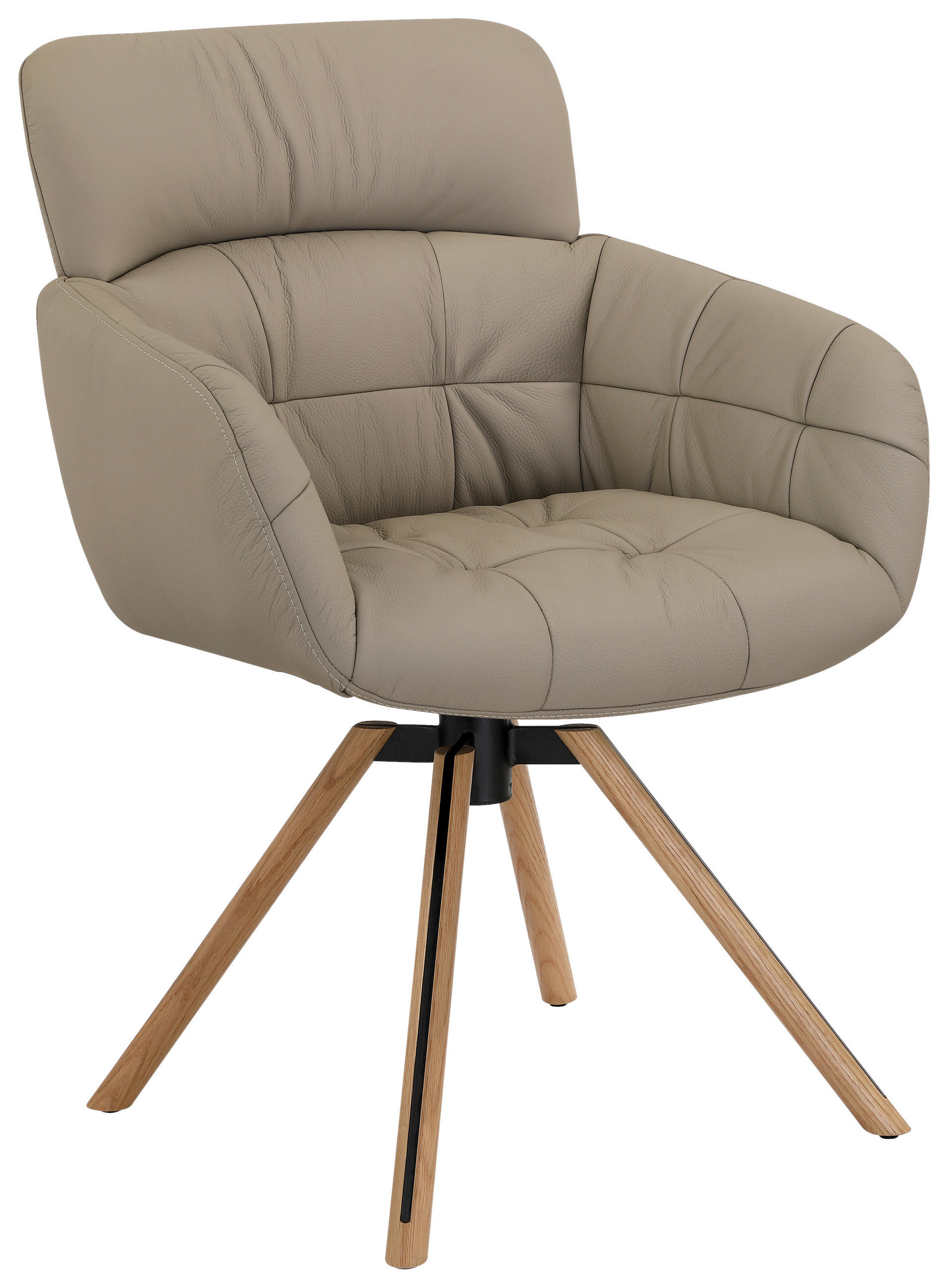 Valnatura Armlehnstuhl Schwarz, Taupe, Eiche 63x84.5x62.5 cm