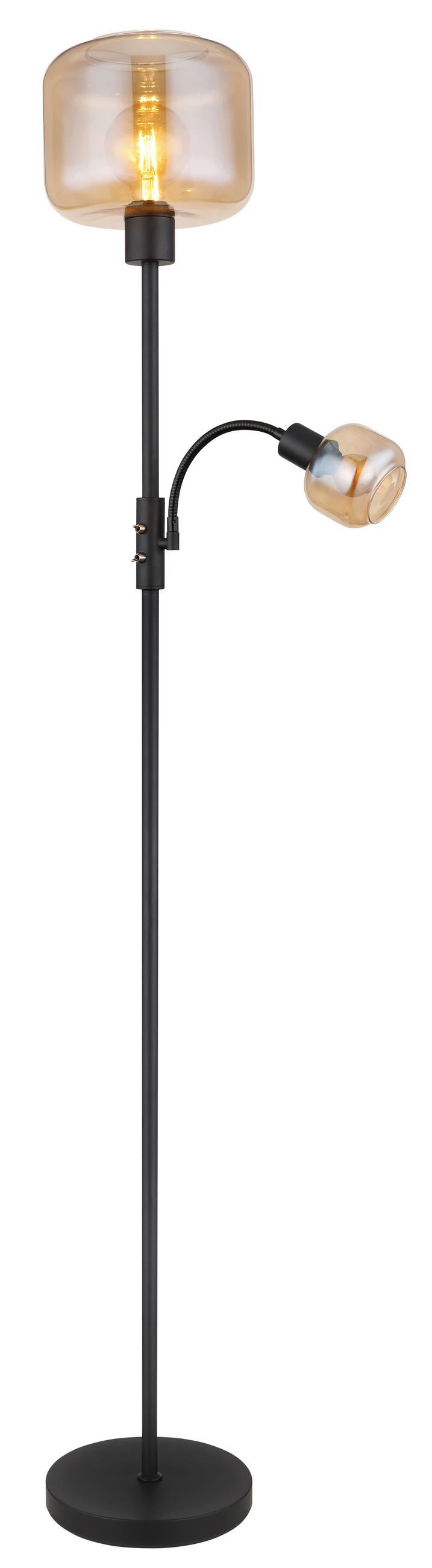 STEHLEUCHTE 25/165 cm    - Schwarz, Design, Glas/Metall (25/165cm) - Globo