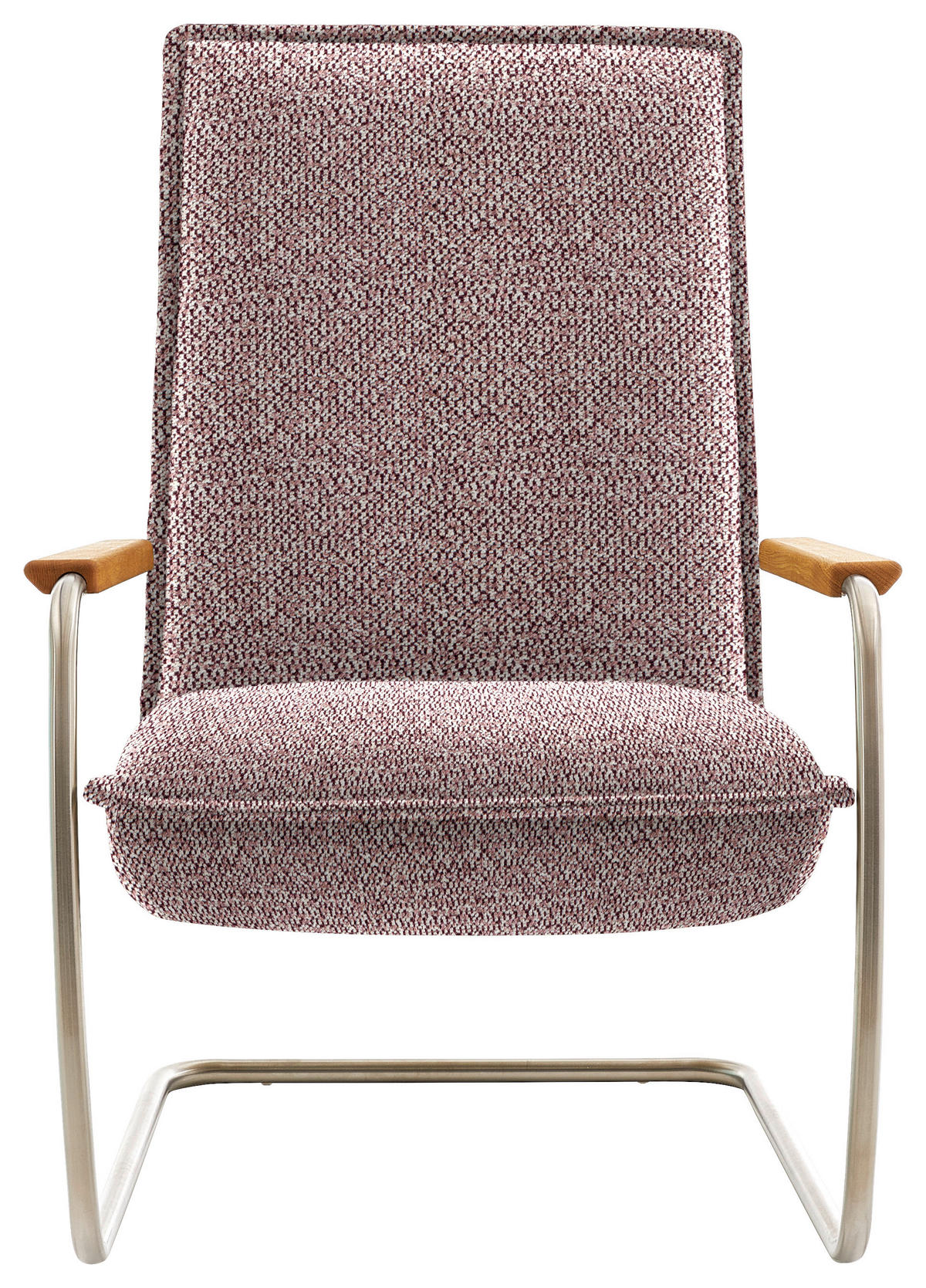 SESSEL in Flachgewebe Rosa  - Edelstahlfarben/Eichefarben, Design, Holz/Textil (76/105/87cm) - Livetastic