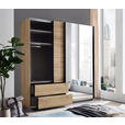 SCHWEBETÜRENSCHRANK 215/225,5/60,5 cm 2-türig Eichefarben  - Eichefarben/Schwarz, MODERN, Glas/Holzwerkstoff (215/225,5/60,5cm) - Xora
