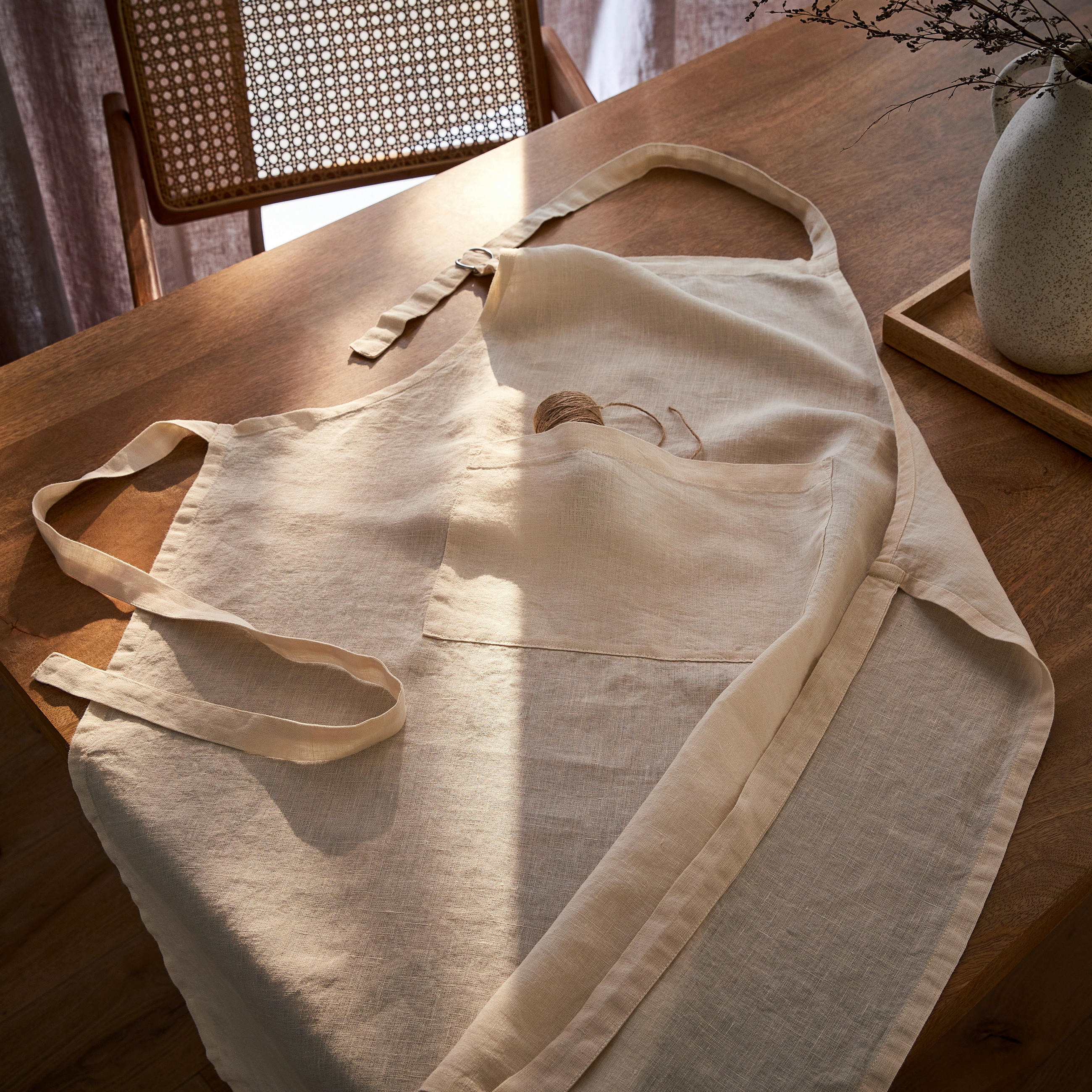 Leinen Schürze, Natur Naturfarben  - Naturfarben, Trend, Textil (70/90cm) - Ambiente