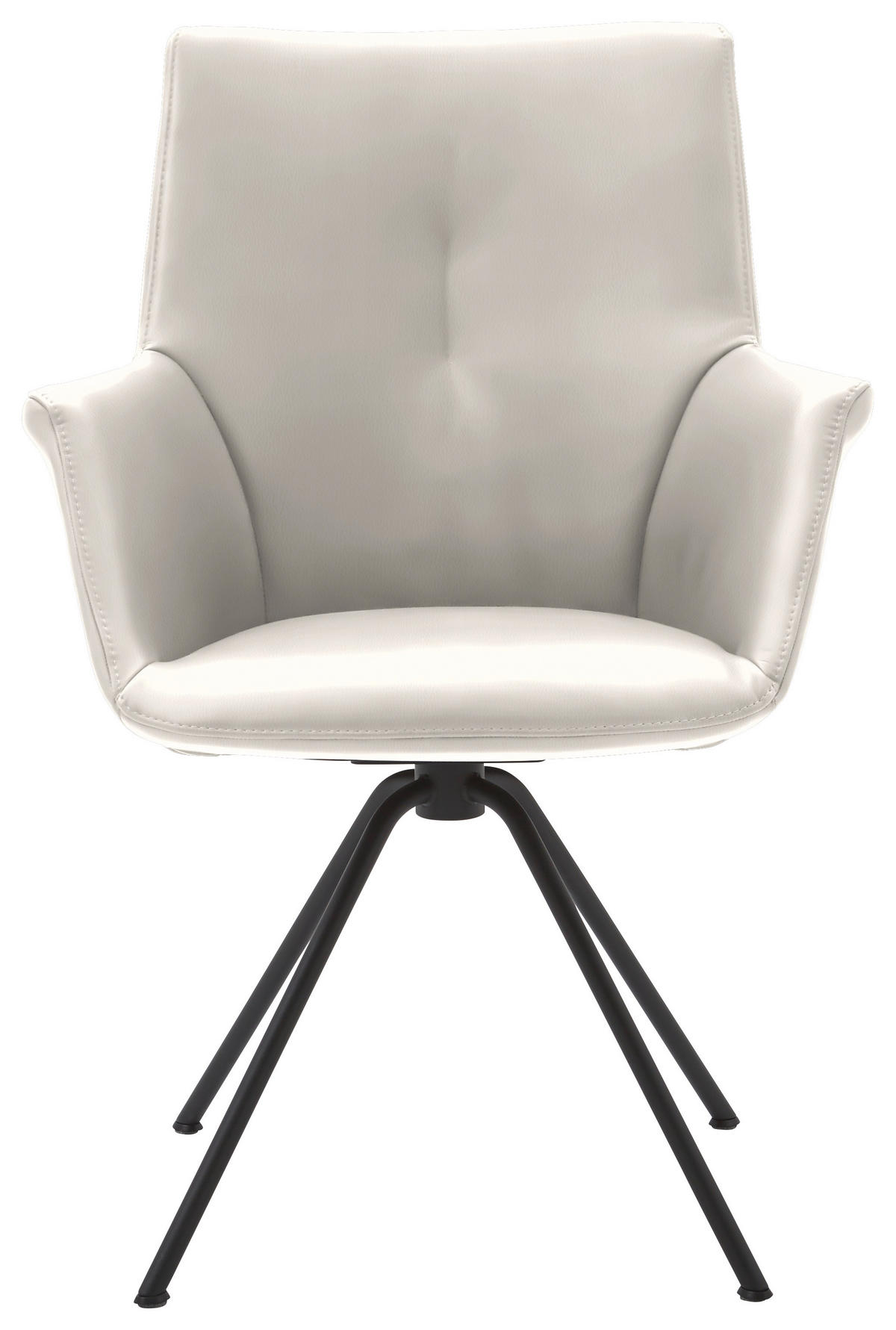 ARMLEHNSTUHL  in Stahl Echtleder pigmentiert  - Beige/Schwarz, Design, Leder/Metall (65/91/63cm) - Dieter Knoll