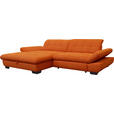 ECKSOFA in Mikrofaser Orange  198/290 cm  - Schwarz/Orange, Design, Textil/Metall (198/290cm) - Xora