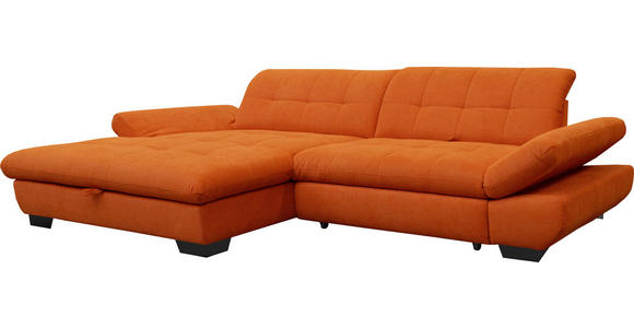 ECKSOFA in Mikrofaser Orange  198/290 cm  - Schwarz/Orange, Design, Textil/Metall (198/290cm) - Xora
