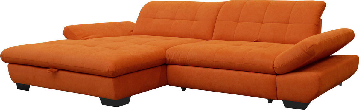 ECKSOFA in Mikrofaser Orange  198/290 cm  - Schwarz/Orange, Design, Textil/Metall (198/290cm) - Xora
