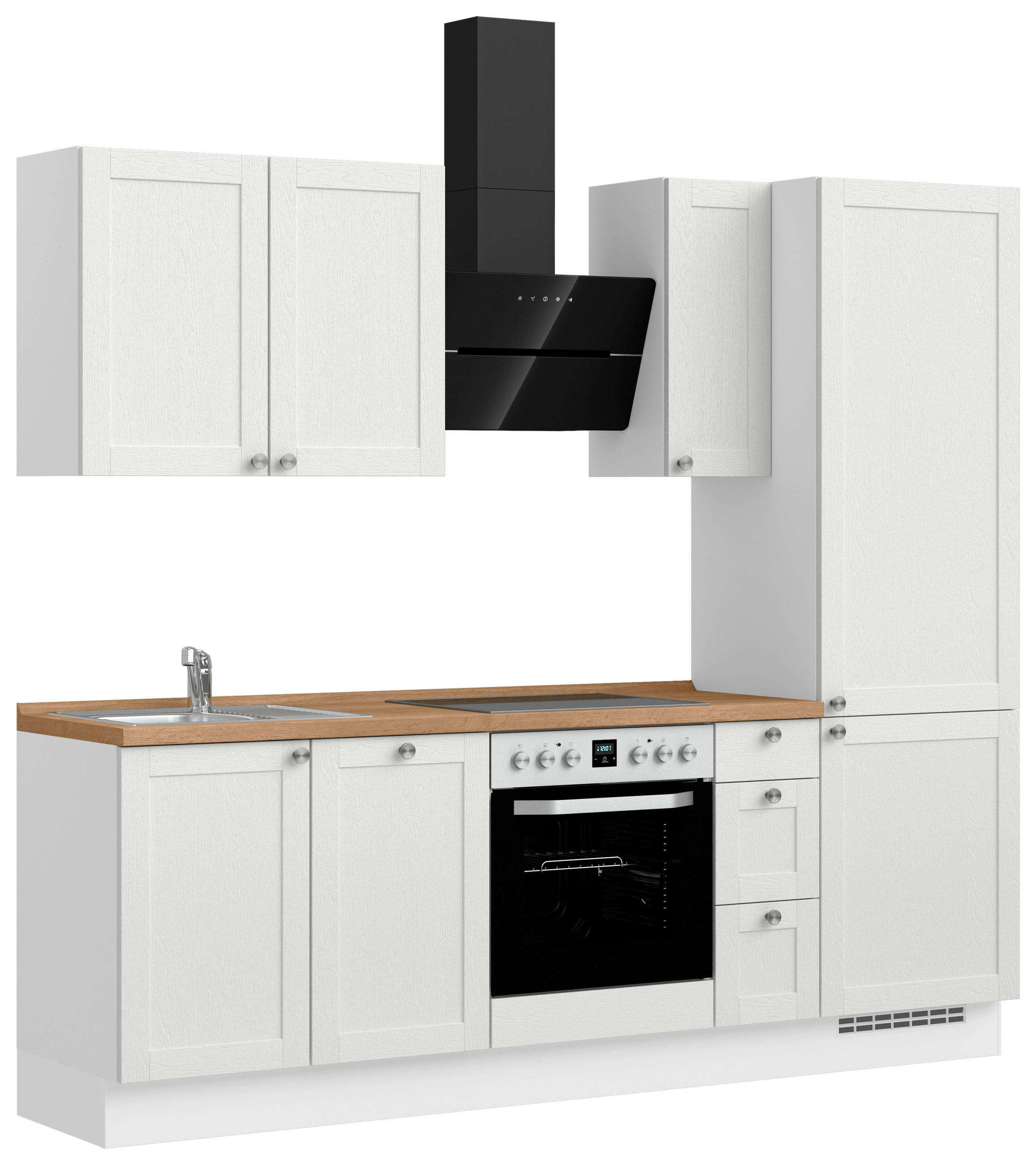KÜCHENBLOCK Frame 240 cm  in Weiß, Eichefarben  - Edelstahlfarben/Eichefarben, MODERN, Holzwerkstoff/Metall (240cm) - Nobilia