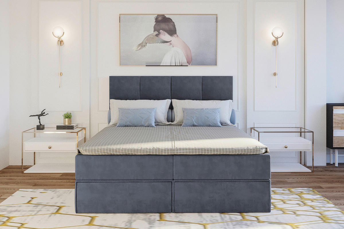 BOXBETT 140/200 cm  in Dunkelgrau  - Dunkelgrau/Schwarz, KONVENTIONELL, Kunststoff/Textil (140/200cm) - Boxxx