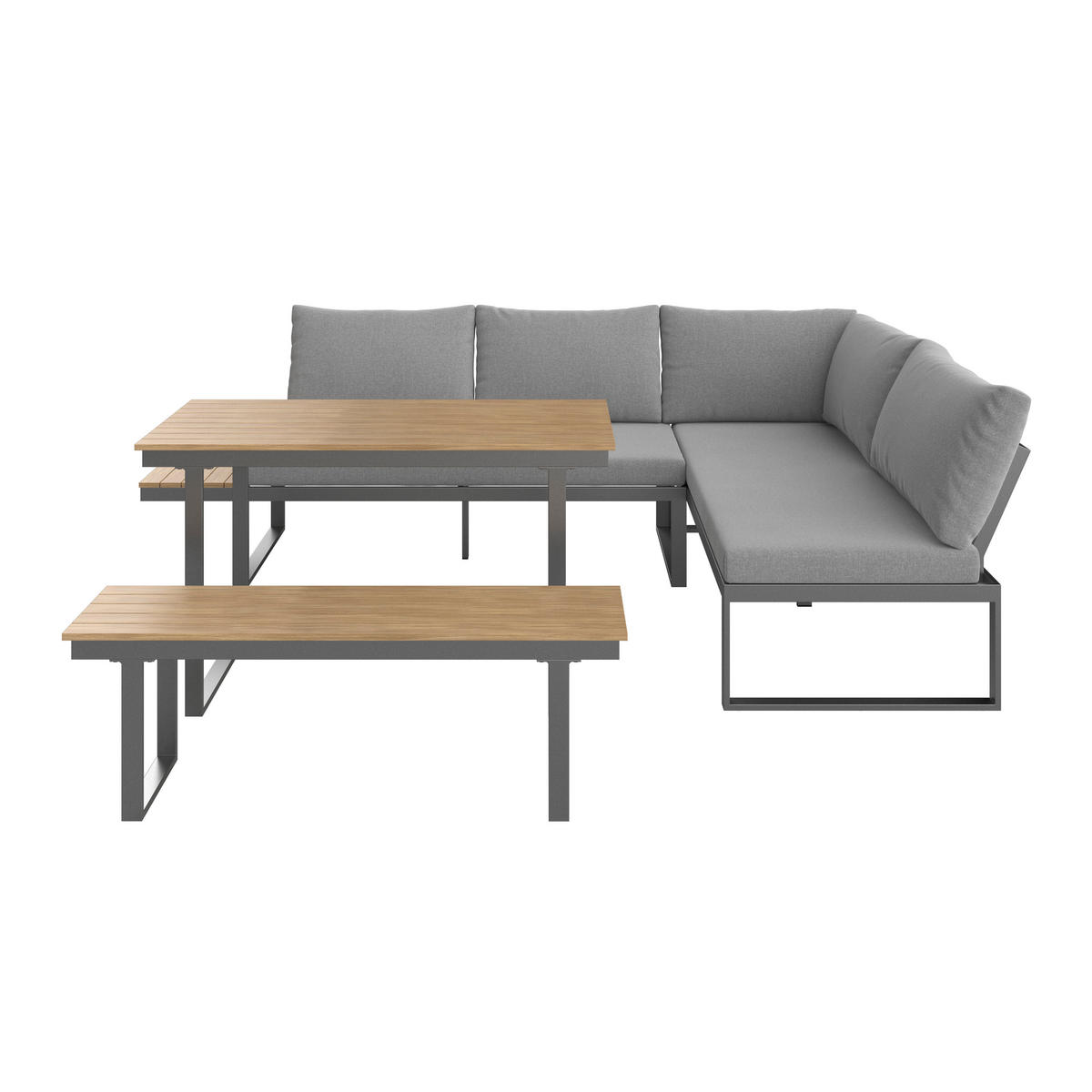 LOUNGE ÉTKEZŐGARNITÚRA 4 részes   253.5/64.5/184 cm  - világosszürke/natúr, Modern, műanyag/textil (253.5/64.5/184cm) - Ambia Garden