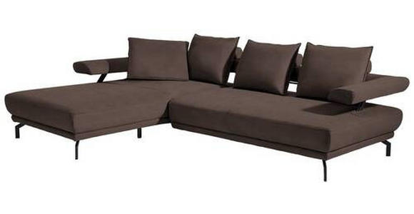 ECKSOFA in Mikrofaser Graubraun 224/305 cm - Graubraun/Schwarz, Design, Textil/Metall (224/305cm) - Dieter Knoll