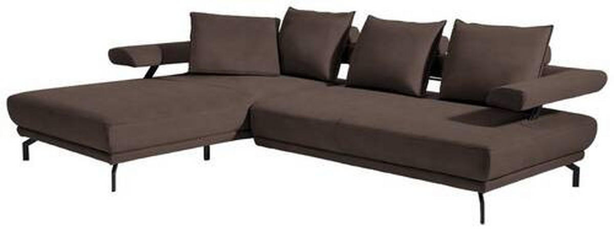 ECKSOFA in Mikrofaser Graubraun  - Graubraun/Schwarz, Design, Textil/Metall (224/305cm) - Dieter Knoll