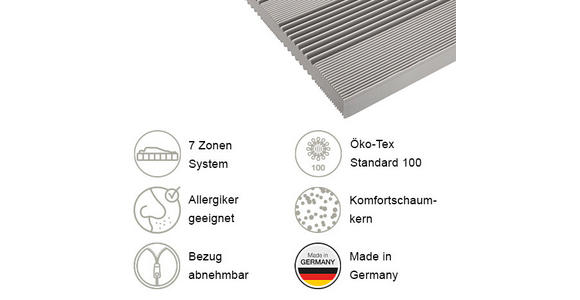 KOMFORTSCHAUMMATRATZE 90/200 cm Höhe ca. 14 cm - Weiß, Basics, Textil (90/200cm) - Xora