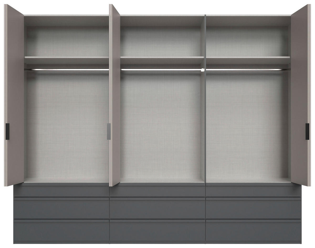 FALTTÜRENSCHRANK  in Graphitfarben, Grau, Sahara  - Schwarz/Graphitfarben, Design, Holzwerkstoff (300/216/58cm) - Boxxx