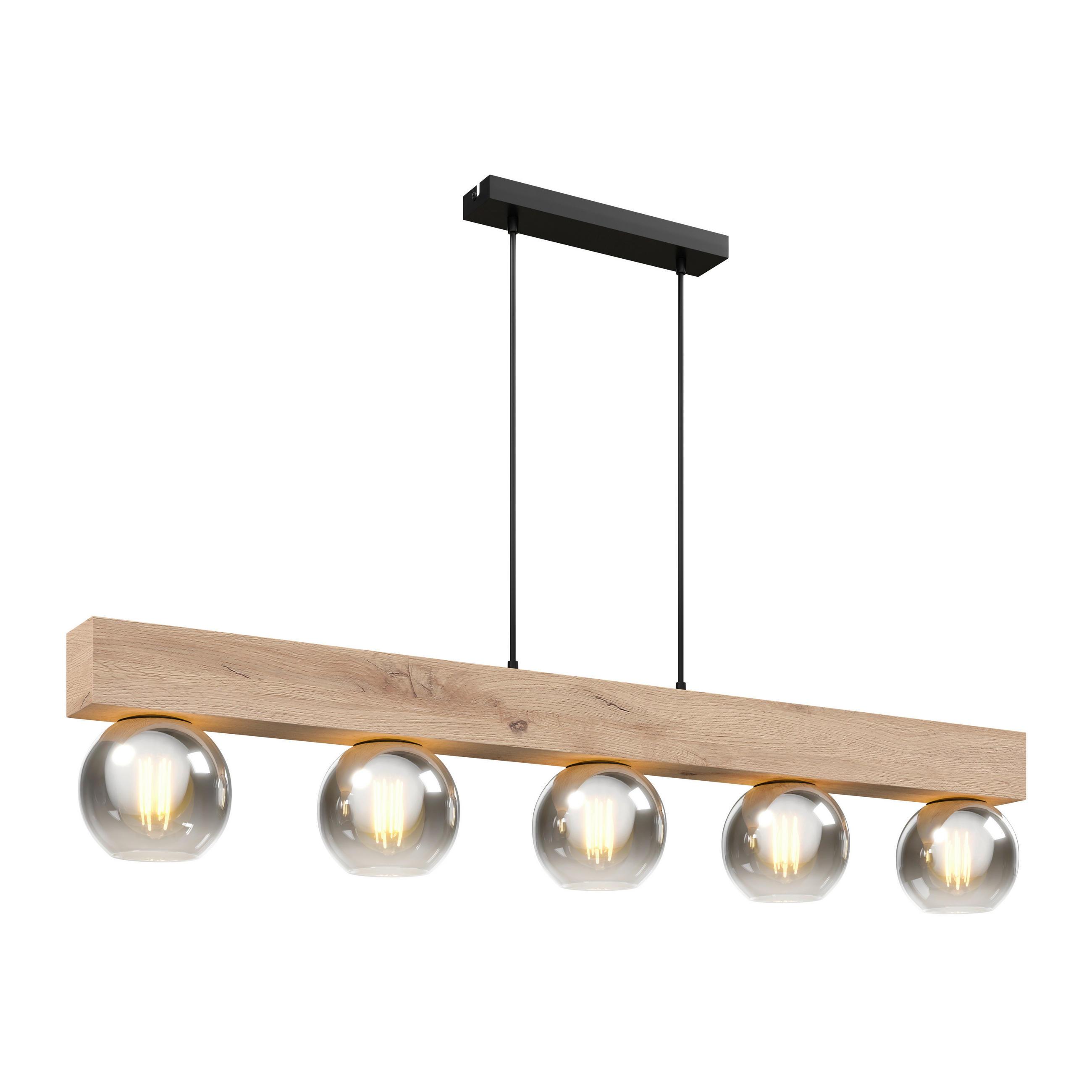 HÄNGELEUCHTE Moitas 115/15/120 cm   - Schwarz/Naturfarben, Natur, Glas/Holzwerkstoff (115/15/120cm) - Globo