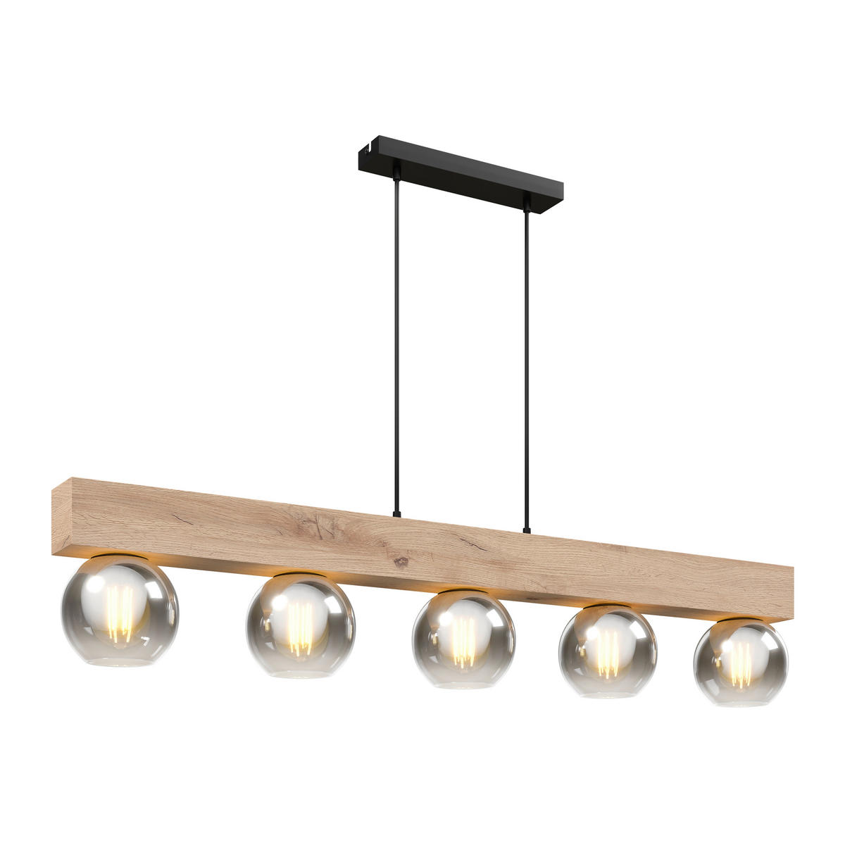 HÄNGELEUCHTE 115/15/120 cm    - Schwarz/Naturfarben, Natur, Glas/Holzwerkstoff (115/15/120cm) - Globo