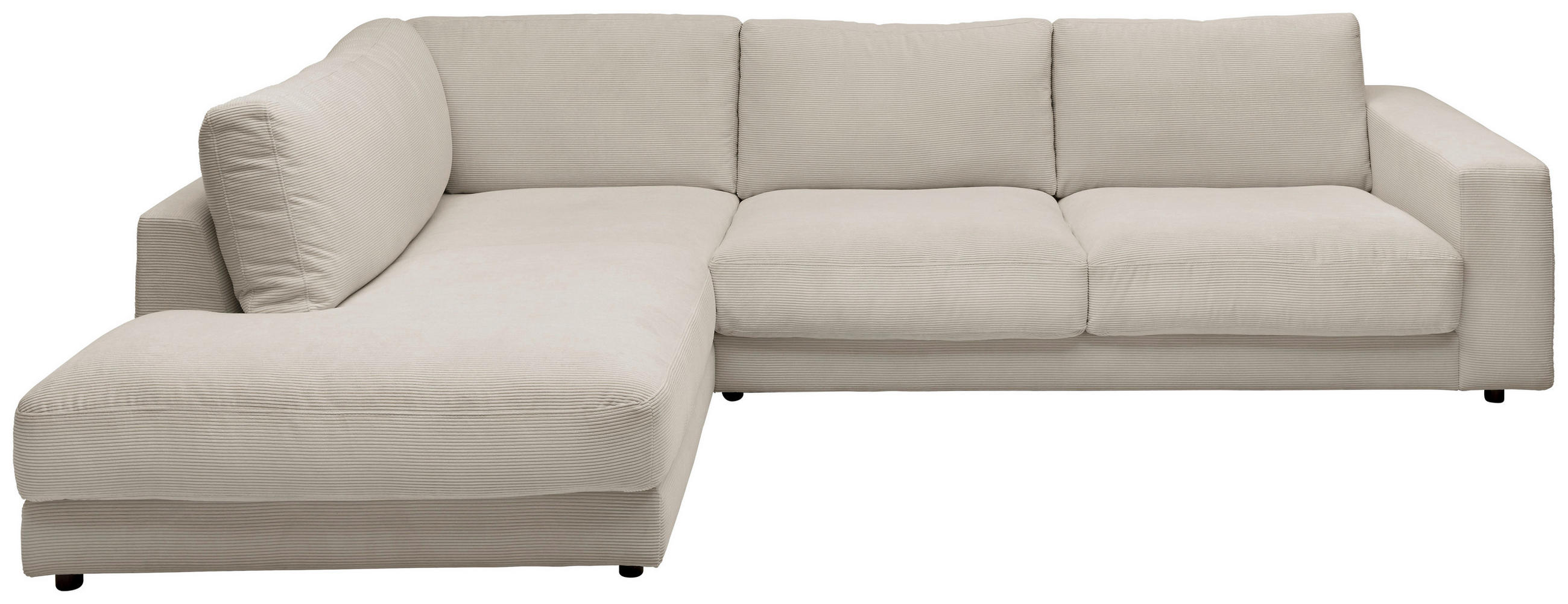 ECKSOFA Feincord Sandfarben  - Sandfarben/Schwarz, Design, Kunststoff/Textil (224/325cm) - Hom`in