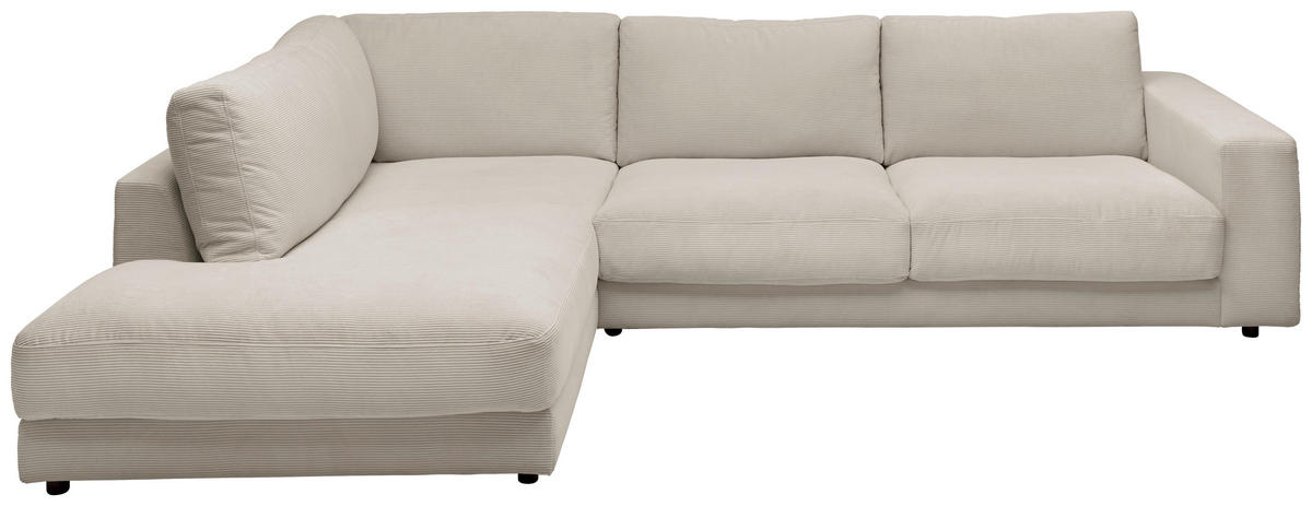 ECKSOFA Feincord Sandfarben  - Sandfarben/Schwarz, Design, Kunststoff/Textil (224/325cm) - Hom`in
