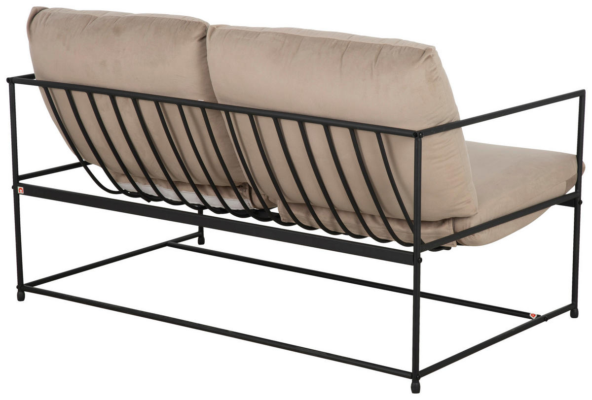 SOFA Samt Taupe  - Taupe/Schwarz, MODERN, Textil/Metall (129/75/87cm) - P & B