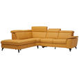 ECKSOFA in Echtleder Gelb  239/285 cm  - Gelb/Schwarz, Design, Leder/Metall (239/285cm) - Cantus