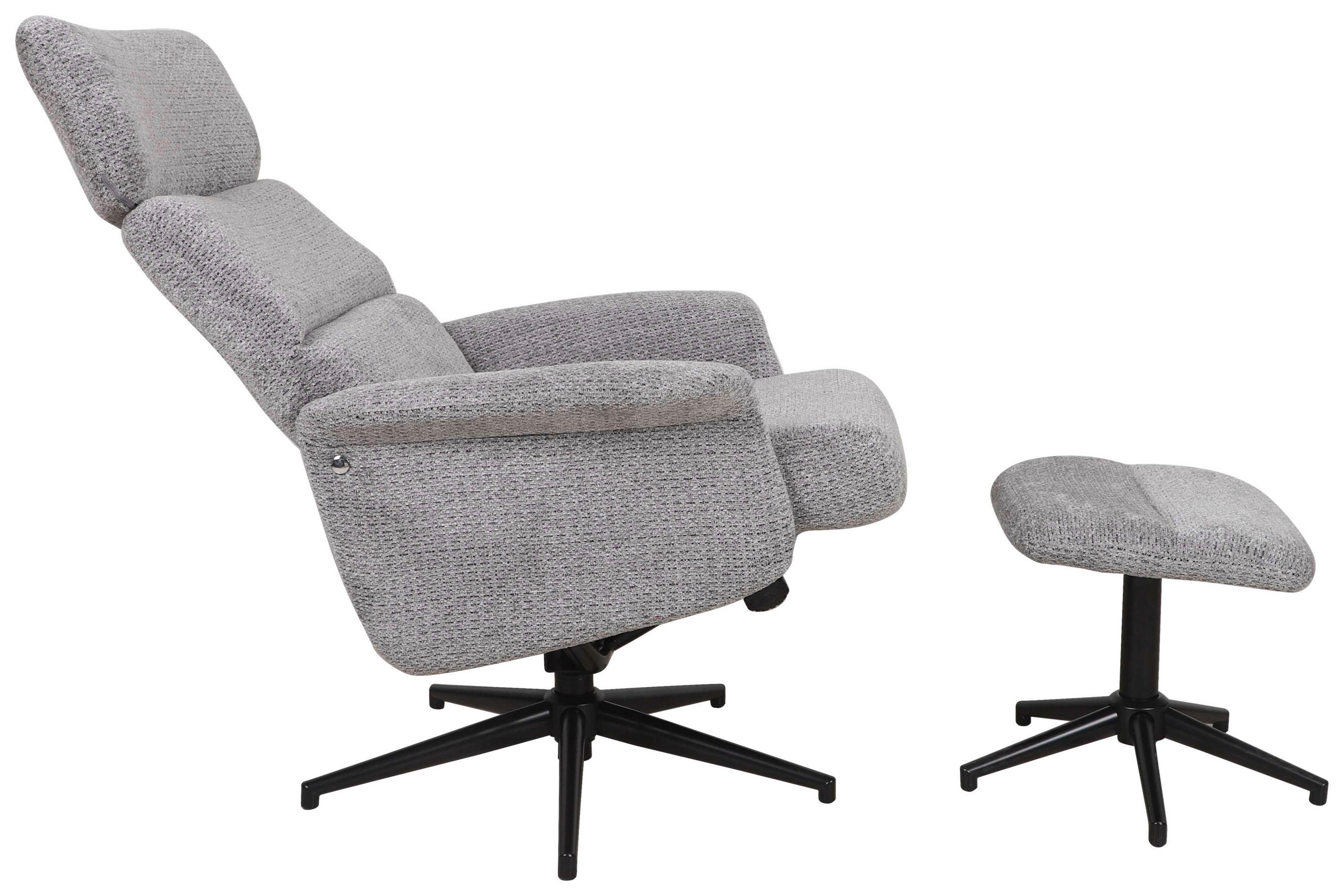 RELAXFÅTÖLJ SET i vävt tyg grå  - svart/grå, Design, metall/textil (74/106-96/72-101cm) - Carryhome