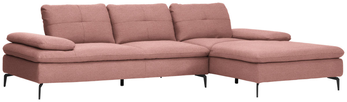 ECKSOFA in Webstoff Altrosa  - Schwarz/Altrosa, Design, Textil/Metall (301/179cm) - Chilliano