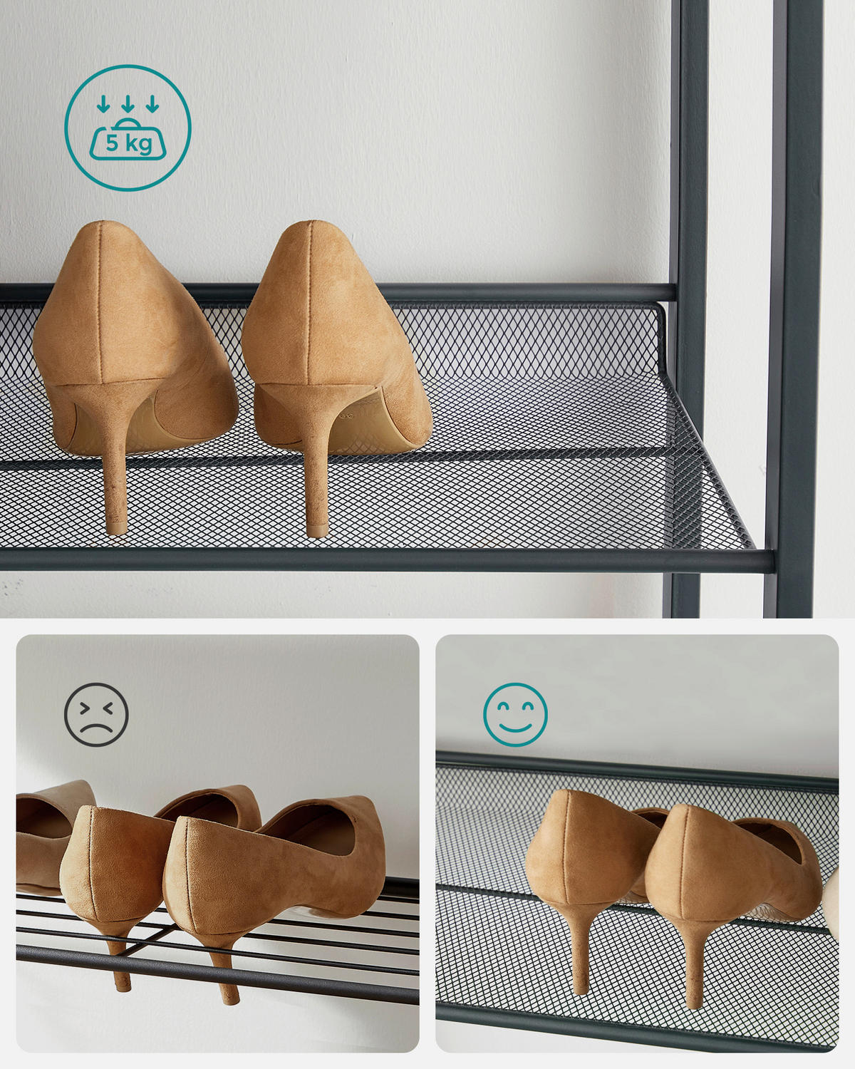 REGÁL NA TOPÁNKY, sivá, 92.5/163.5/30.7 cm - čierna/sivá, Trend, kov (92.5/163.5/30.7cm) - Boxxx