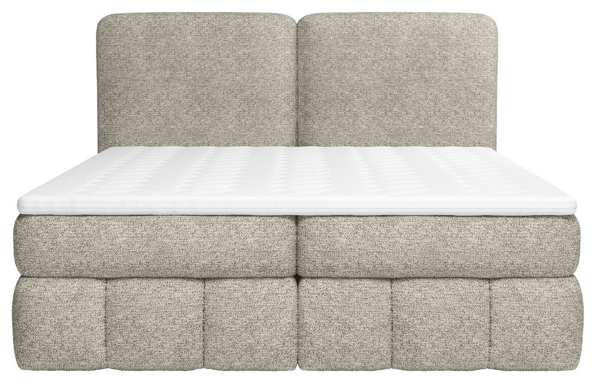BOXBETT 180/200 cm,  in Beige, Bettkasten, Topper, Matratzen, H3 = fest  - Beige/Schwarz, KONVENTIONELL, Kunststoff/Textil (180/200cm) - Carryhome