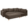 ECKSOFA inkl. Hocker Ariella in Mikrofaser Braun  161/231 cm  - Naturfarben/Braun, Design, Holz/Textil (161/231cm) - Livetastic