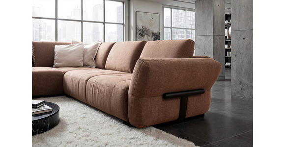 ECKSOFA Kupferfarben Chenille  - Schwarz/Kupferfarben, KONVENTIONELL, Holz/Textil (234/324cm) - Belluti