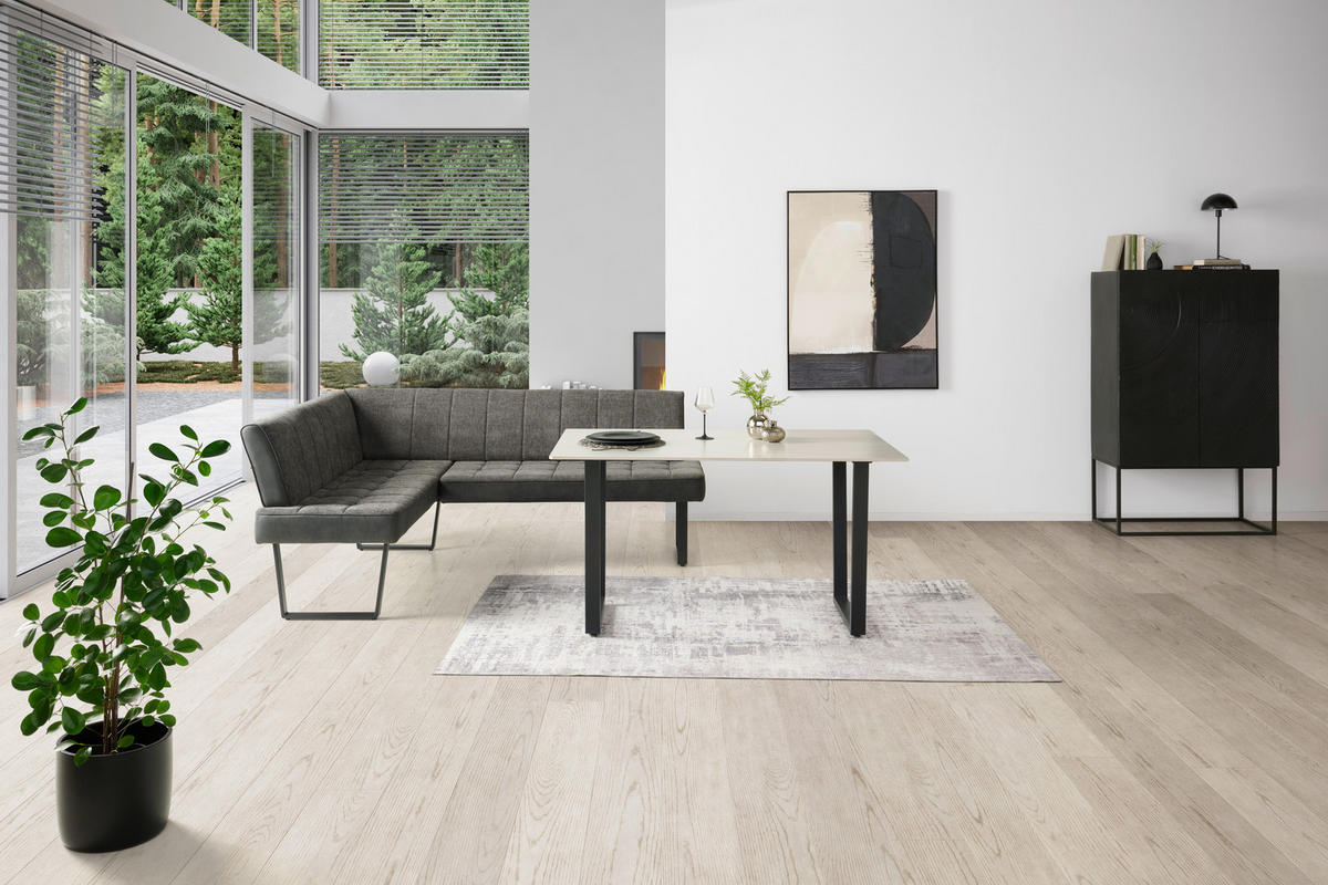 ECKBANK 200/160 cm  in Grau, Schwarz  - Schwarz/Grau, KONVENTIONELL, Textil/Metall (200/160cm) - MID.YOU