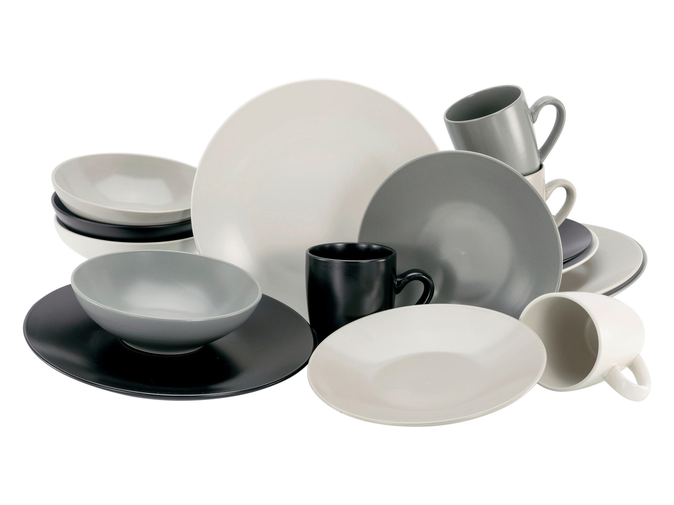KOMBISERVICE Creme, Grau, Schwarz, Taupe 16-teilig MANHATTAN  - Taupe/Creme, Basics, Keramik - Creatable