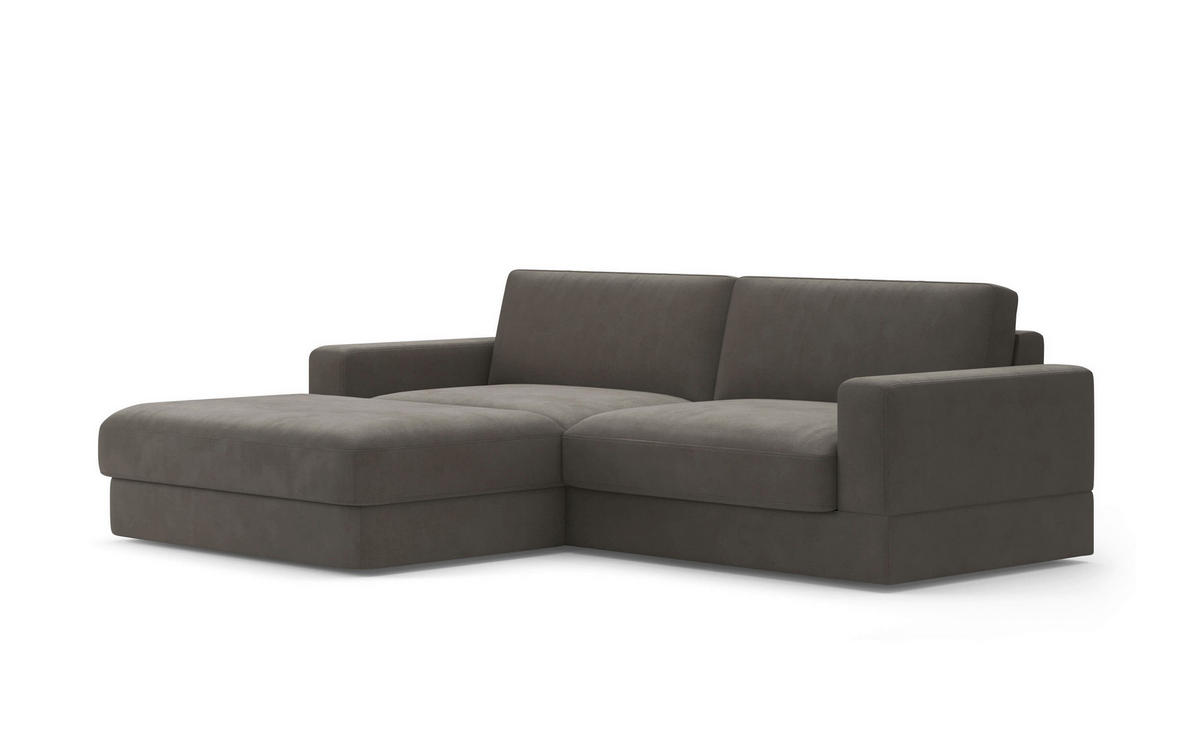 ECKSOFA Flachgewebe Graphitfarben  - Schwarz/Graphitfarben, Modern, Kunststoff/Textil (196/264cm) - Sit & More