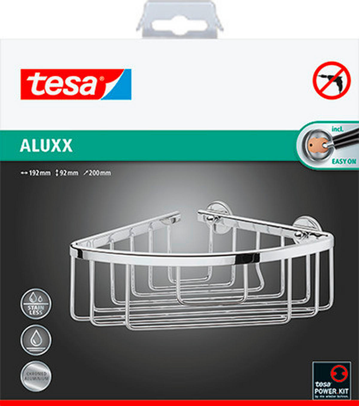 DUSCHABLAGE - Chromfarben, Basics, Metall (20/9,2/19,2cm) - Tesa