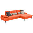 ECKSOFA in Chenille, Mikrofaser Orange  - Schwarz/Orange, Design, Textil/Metall (299/157cm) - Dieter Knoll