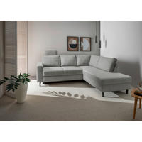 ECKSCHLAFSOFA in Grau Textil   - Schwarz/Grau, Modern, Holz/Textil (242/200cm) - Livetastic