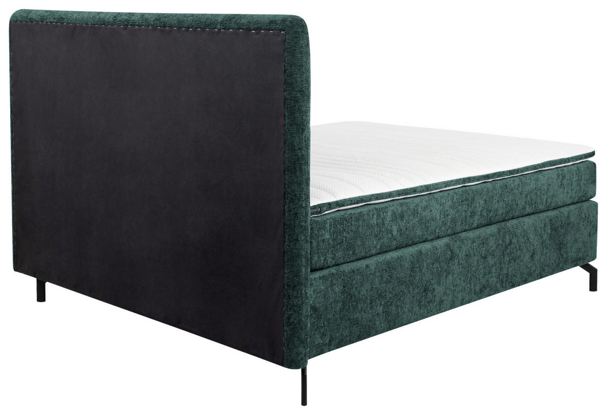 BOXSPRINGBETT 160/200 cm  in Dunkelgrün  - Dunkelgrün/Schwarz, Design, Textil/Metall (160/200cm) - Esposa