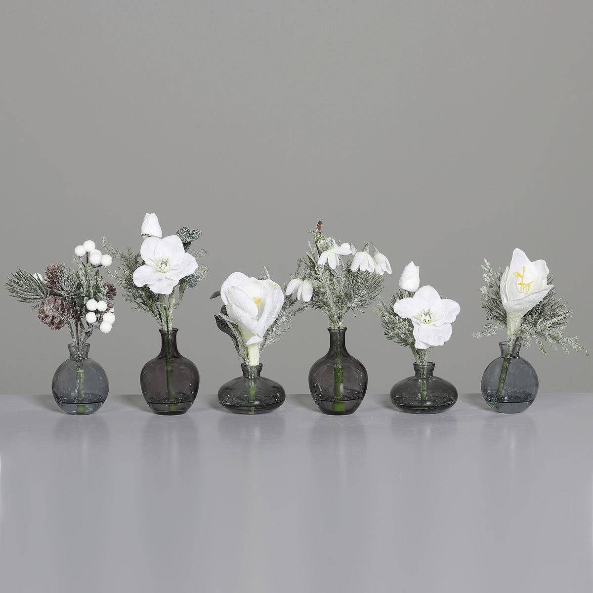 KUNSTBLUME - Weiß/Grau, Basics, Glas/Kunststoff (20cm)