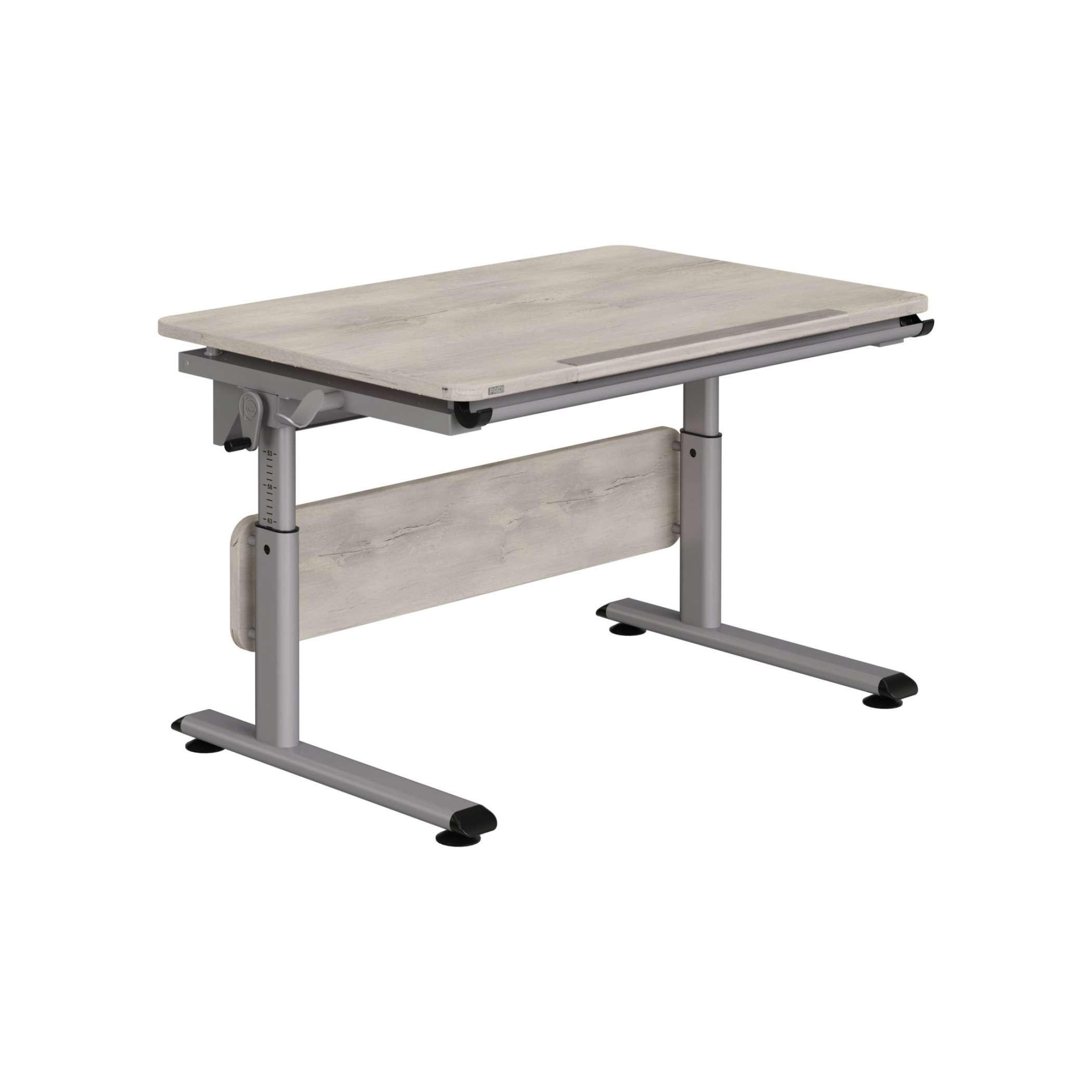 IFJÚSÁGI ÍRÓASZTAL  - ezüst/szürke tölgy, Basics, faalapú anyag/fém (105/70/53-79cm) - Paidi