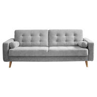 SCHLAFSOFA Mikrovelours Silberfarben  inkl.  - Eichefarben/Silberfarben, MODERN, Holz/Textil (222/86/90cm) - MID.YOU